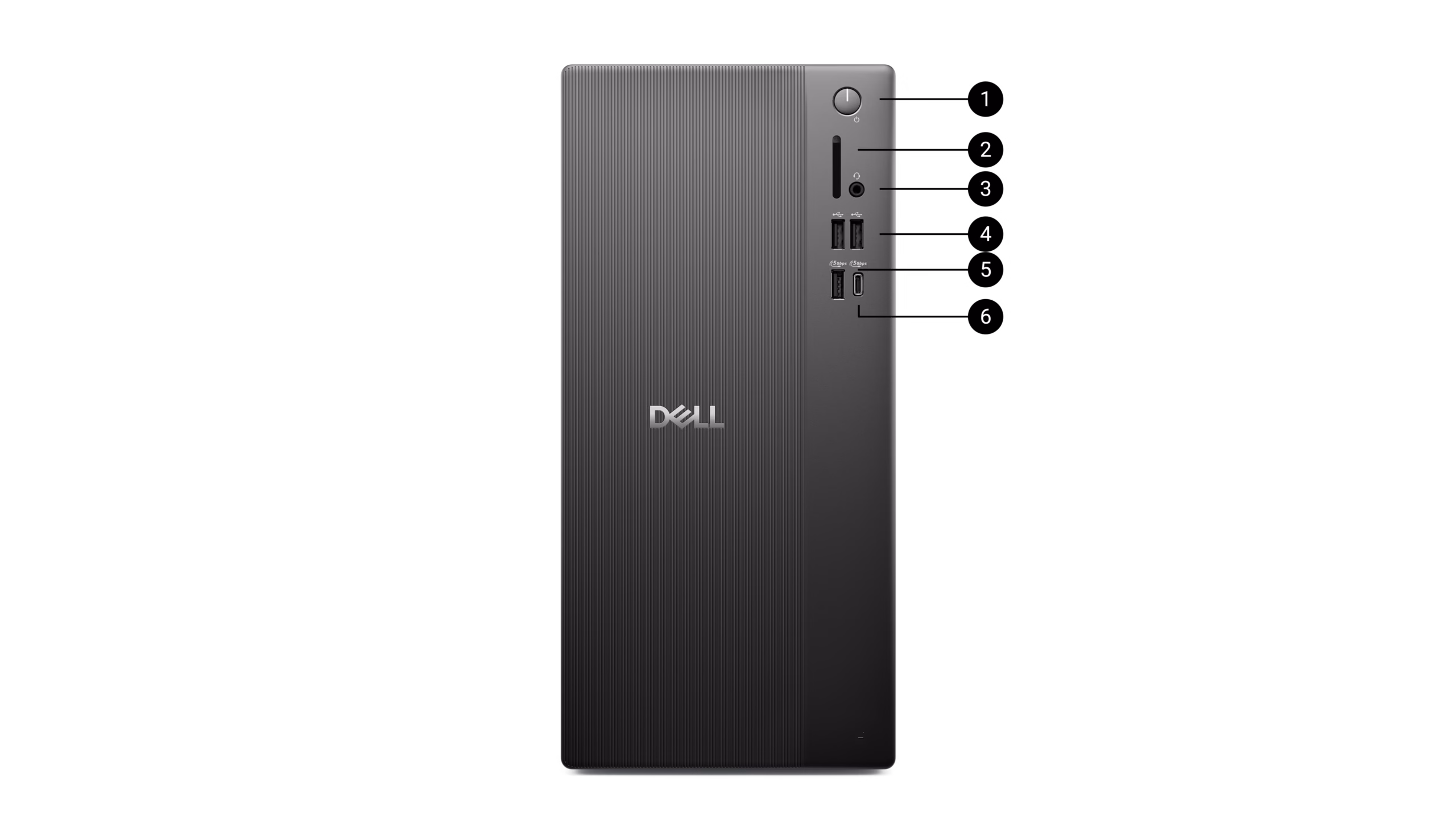 پورتها و اسلاتهای چلوی کامپیوتر دسکتاپ ECT1250 دل